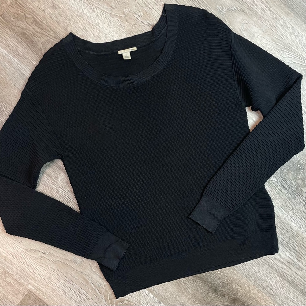 Halogen Black Textured Stripes Longsleeve Top